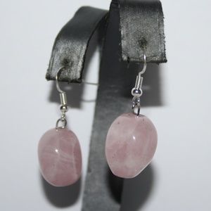 Elegant Pink Stone Drop Earrings
